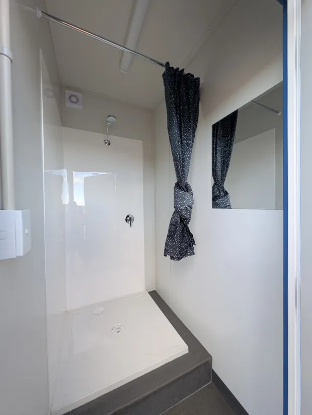 Shower cubicle added to the ablution block during the reconfiguration